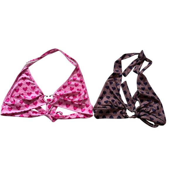 Juniors SHEIN heart tie cropped tops 2-pack size large Rue - Picture 1 of 7